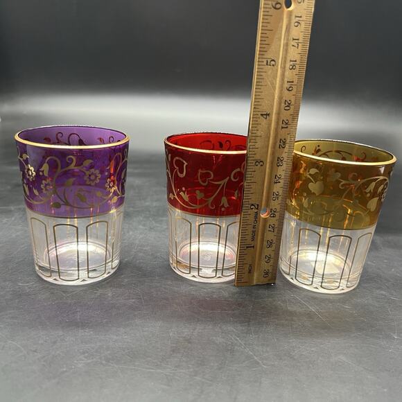 PARTYLITE Global Fusion Votive Holder Trio Red Gold Purple P8372 - Picture 10 of 16